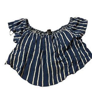 Forever 21 Blue and White Striped Crop Top‎